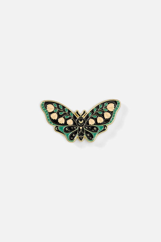 Black Friday - Floral Moth Pin - black
