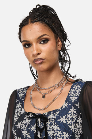 Black Friday - Layered Punk Necklace - silver