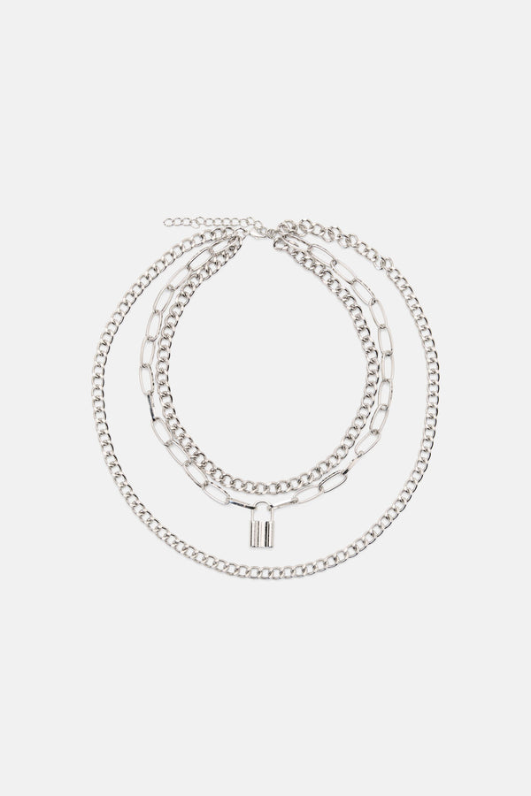 Black Friday - Layered Punk Necklace - silver