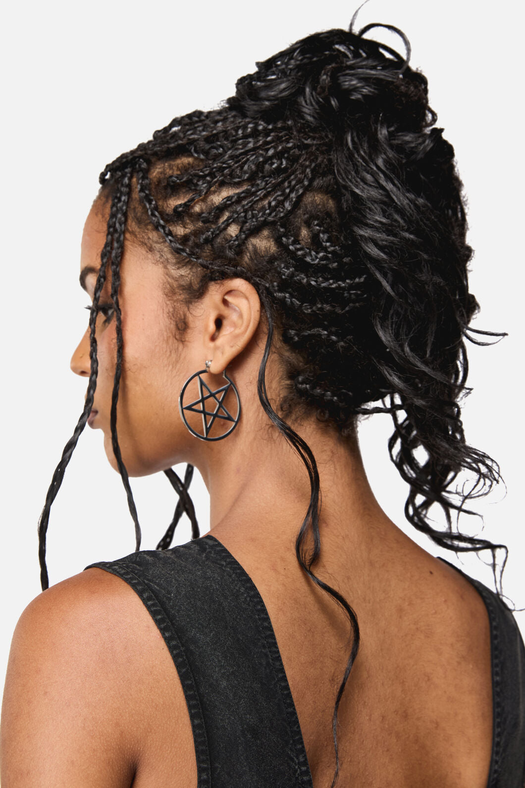 Black Friday - Pentagram Hoop Earrings - silver