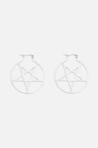 Black Friday - Pentagram Hoop Earrings - silver
