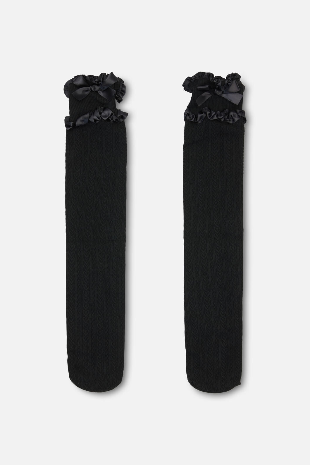Black Friday - Double Ruffle Long Socks - black