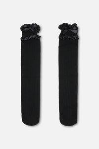 Black Friday - Double Ruffle Long Socks - black