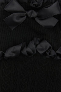 Black Friday - Double Ruffle Long Socks - black