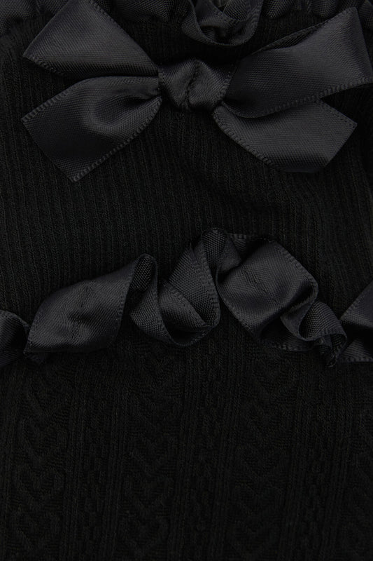Black Friday - Double Ruffle Long Socks - black