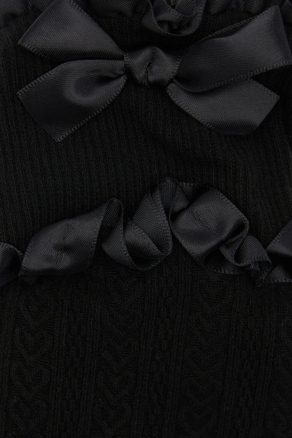 Black Friday - Double Ruffle Long Socks - black