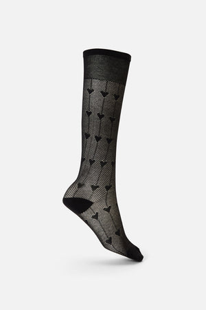 Black Friday - Hearts Long Mesh Socks - black
