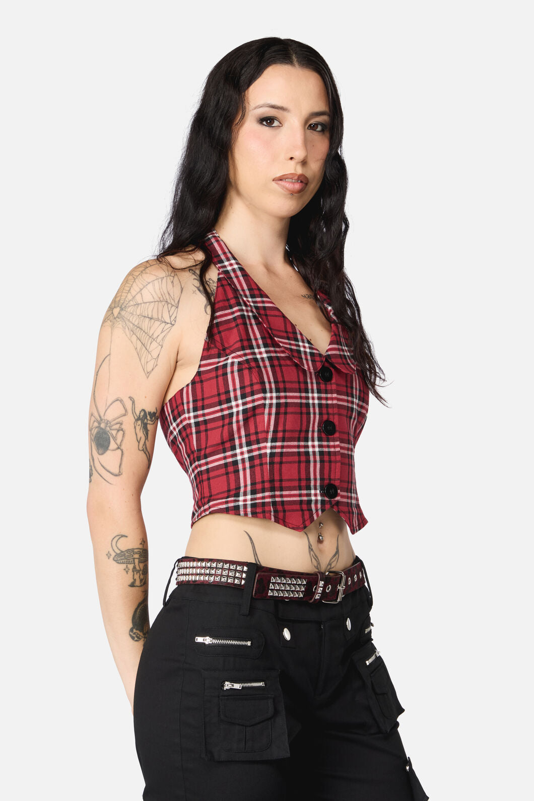 Black Friday - Leopard Louve Stud Belt - dark-red