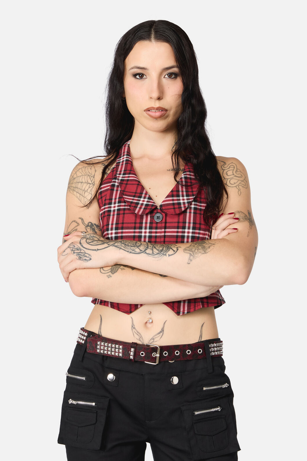 Black Friday - Leopard Louve Stud Belt - dark-red