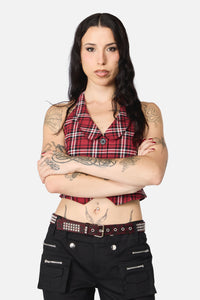 Black Friday - Leopard Louve Stud Belt - dark-red