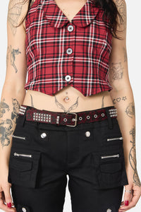 Black Friday - Leopard Louve Stud Belt - dark-red