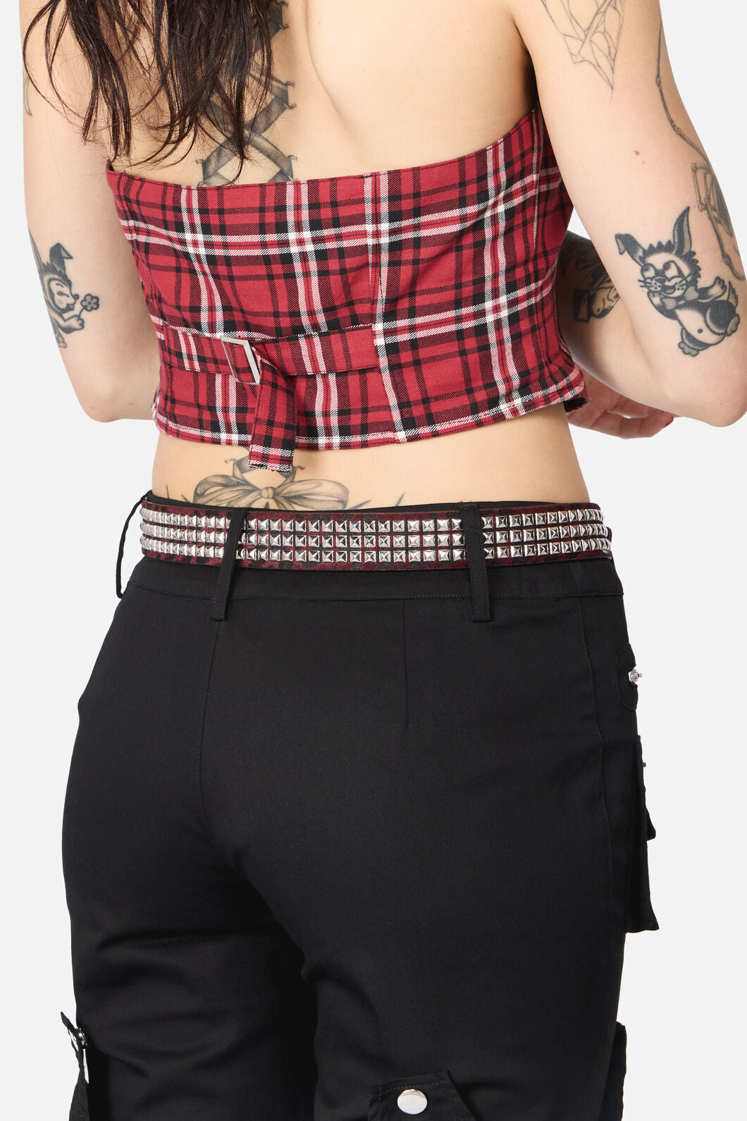 Black Friday - Leopard Louve Stud Belt - dark-red