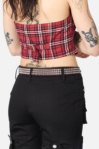 Black Friday - Leopard Louve Stud Belt - dark-red
