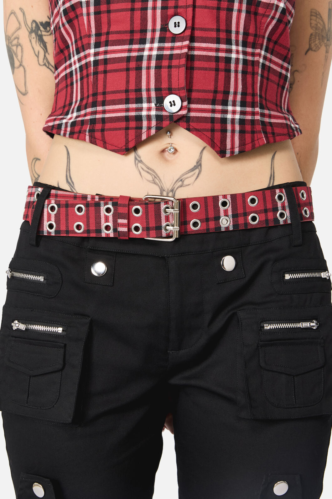 Black Friday - Louve Tartan Belt - red