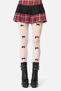 Black Friday - White Sweet Bow Tights - white