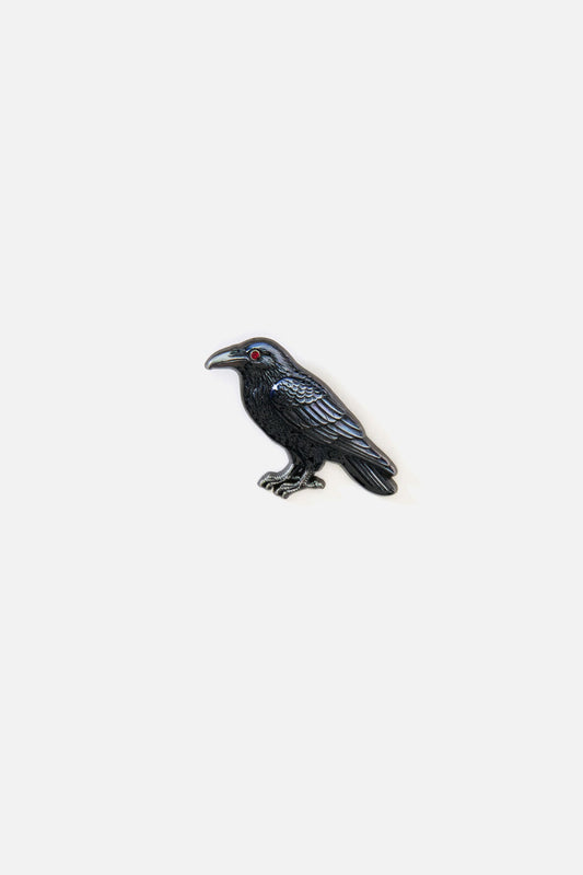 Black Friday - Red Eye Raven Pin - gunmetal