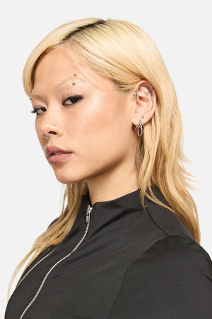 Black Friday - Simple Huggie Chain Earrings - silver