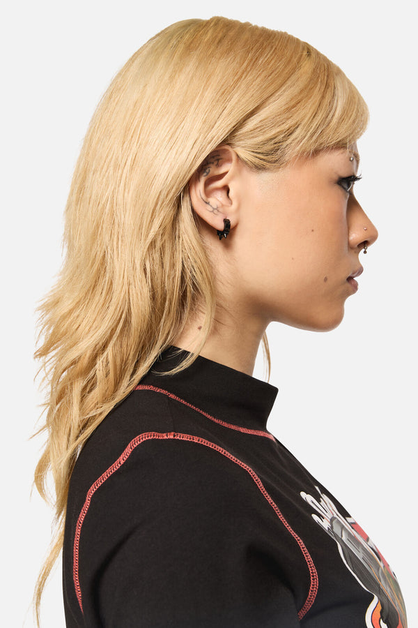 Black Friday - Small Spike Huggie Earrings - black