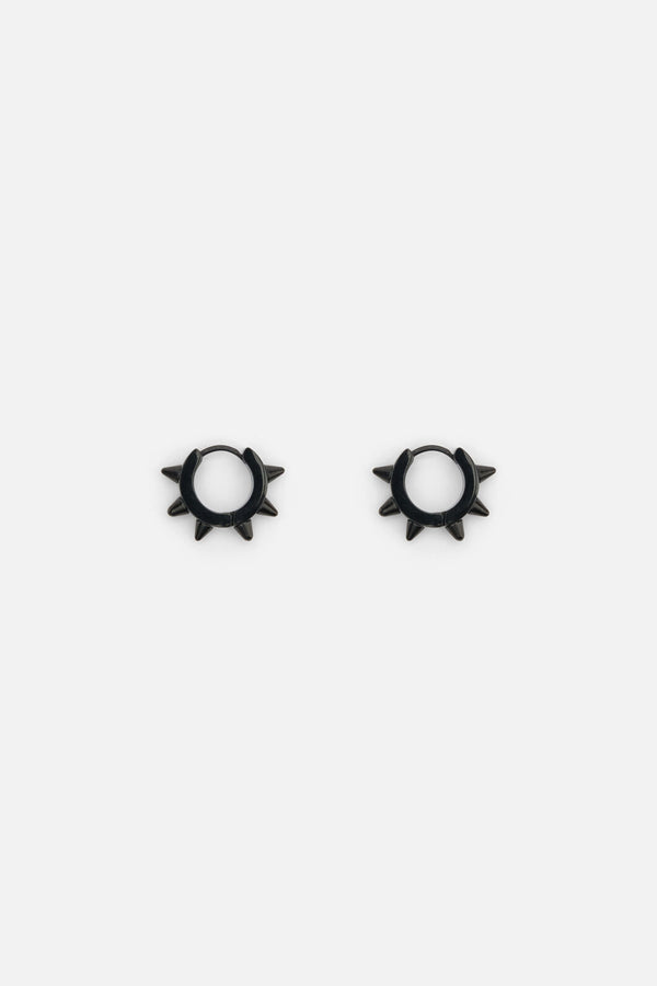 Black Friday - Small Spike Huggie Earrings - black