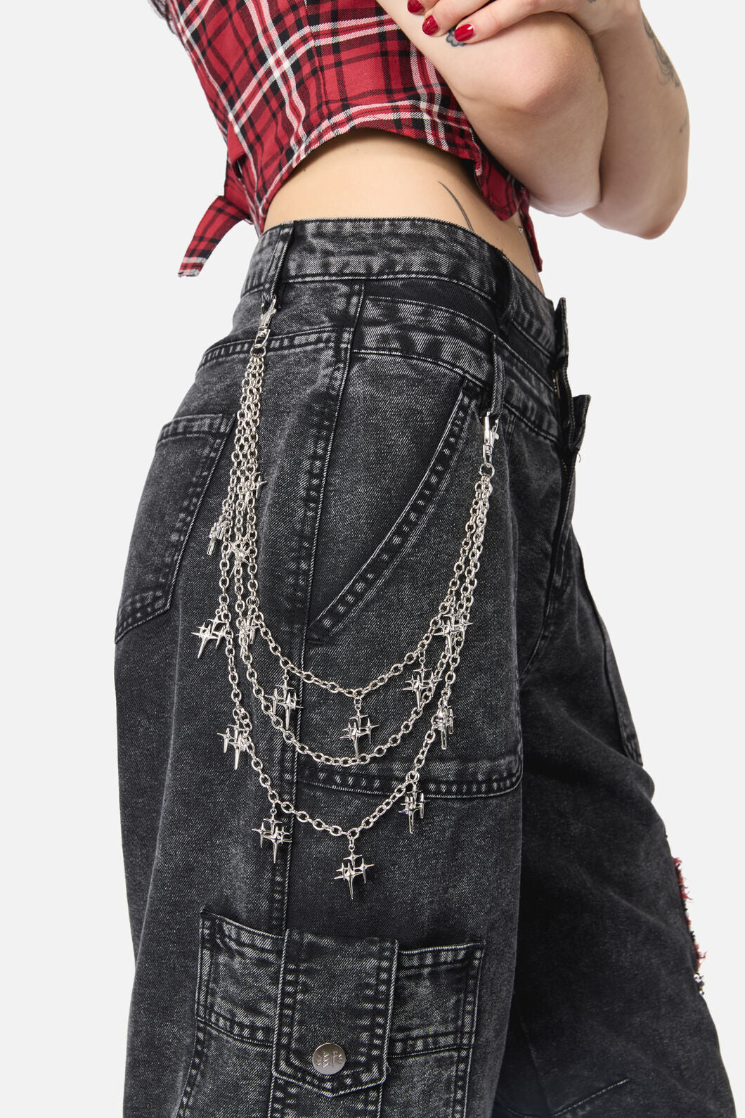 Black Friday - Stars Charm Pant Chain - silver