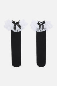 Black Friday - Black Lacey Long Socks - black