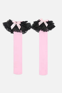 Black Friday - Pink Lacey Long Socks - pink