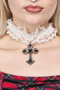 Black Friday - Ruffle Collar Choker - white