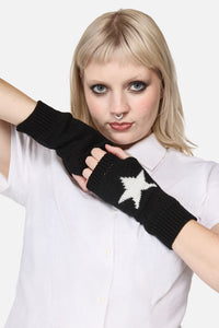 Black Friday - Star Warm Fingerless Gloves - black