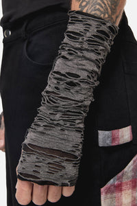 Black Friday - Faux Torn Long Fingerless Gloves - grey