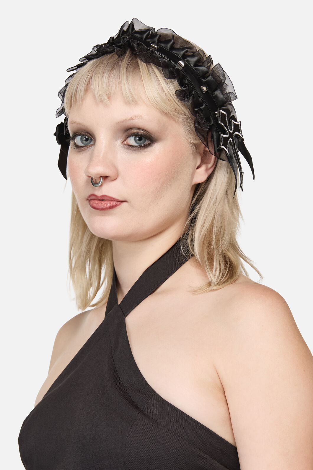 Black Friday - Ruffle Edge Tie Up Headband - black