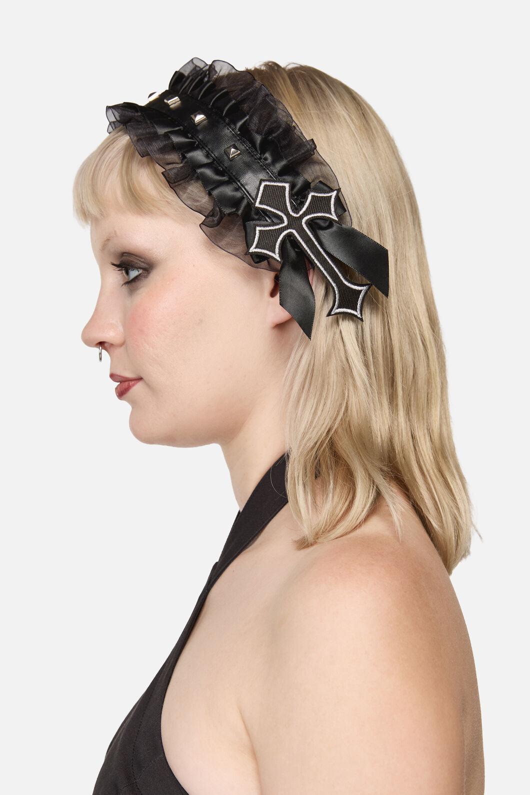 Black Friday - Ruffle Edge Tie Up Headband - black