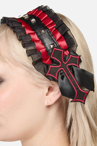 Black Friday - Ruffle Edge Tie Up Headband - red
