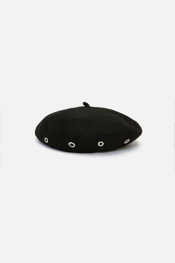 Black Friday - Eyelet Wool Beret - black