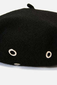 Black Friday - Eyelet Wool Beret - black