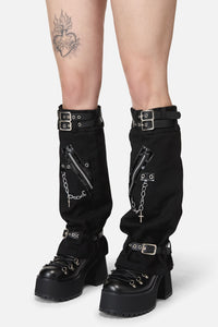 Black Friday - Chain & Zip Strap Leg Warmers - black