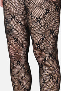 Black Friday - Cracking Flower Fishnet Tights - black
