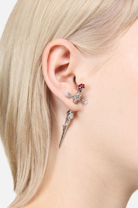 Black Friday - Floral Sword Through Earrings - silver