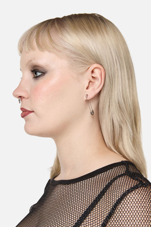 Black Friday - Safety Pin Earrings - silver