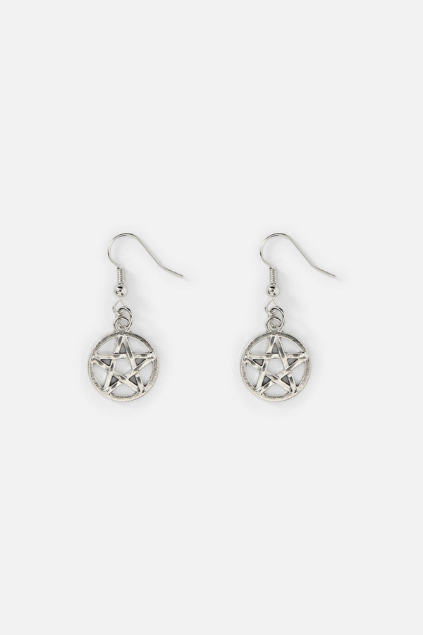 Black Friday - Simple Pentagram Earrings - silver