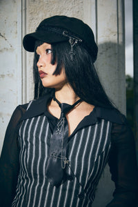 Black Friday - Ruffle & Removable Charm Hat - black