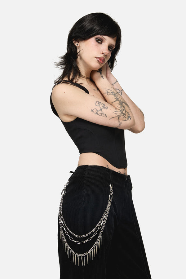 Black Friday - Spiked Triple Pant Chain - silver