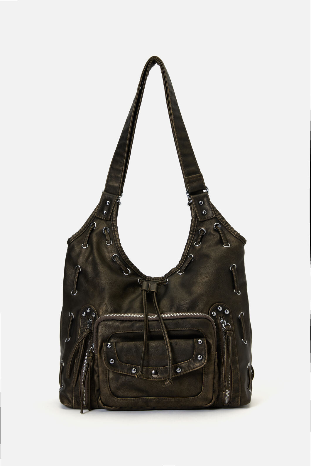 Black Friday - Golden Large Slouch Stud Bag - black-gold