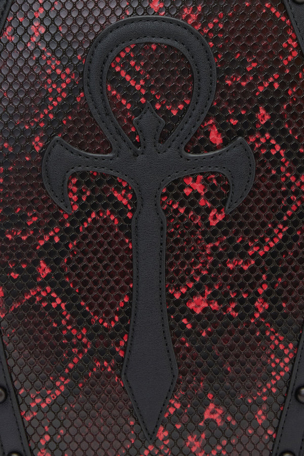 Black Friday - Gothic Snake Print Coffin Bag - black-red