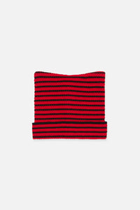 Black Friday - Pointed Knitted Beanie - black-red