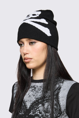 Black Friday - Skull Beanie - black-white