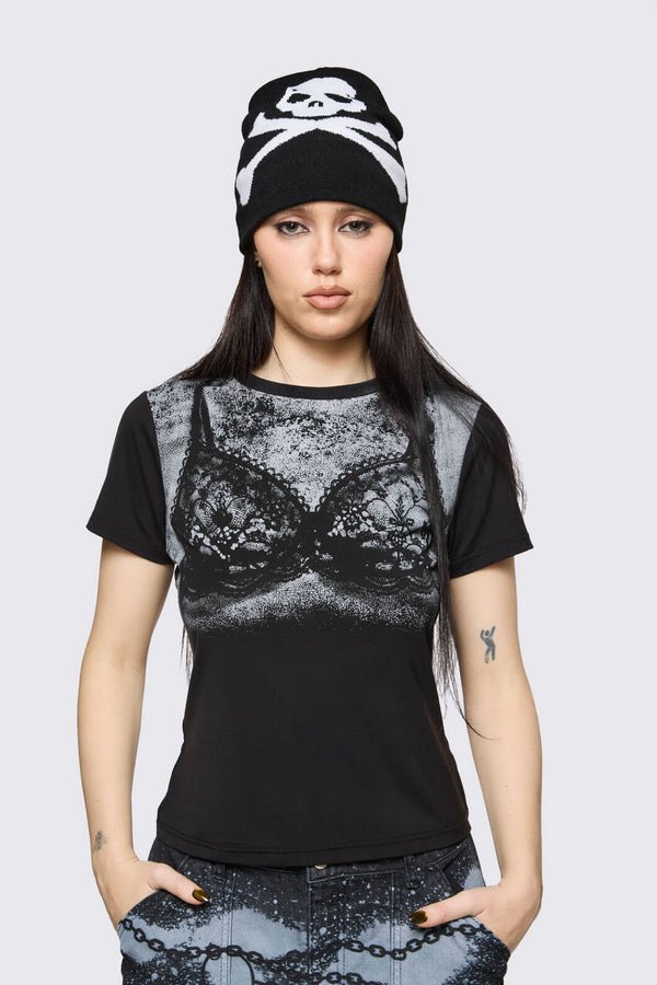 Black Friday - Skull Beanie - black-white