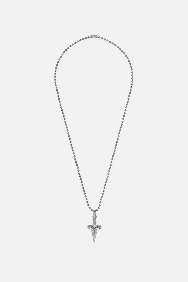 Black Friday - Skull Dagger Necklace - silver