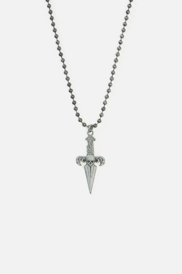Black Friday - Skull Dagger Necklace - silver
