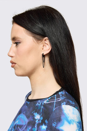 Black Friday - Chained Huggie Earrings - black
