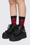 Black Friday - Trad Emo Star Socks - black-red